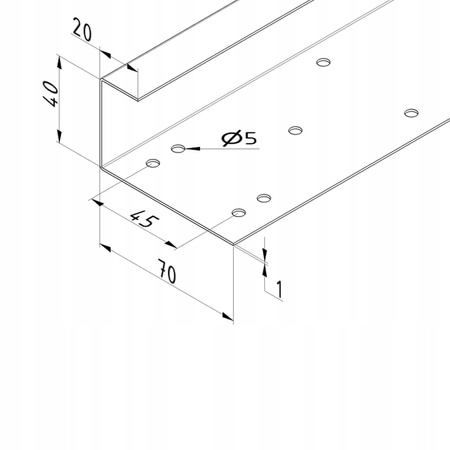 Okucie boczne panela. L = 495 mm, ocynkowane, perforowane, uniwersalne
