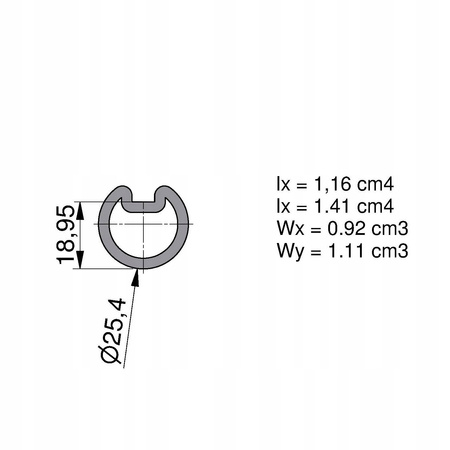 Wał do bramy segmentowej 25,4mm, drążony z wrębem. L=5500mm, d=3mm, łączony