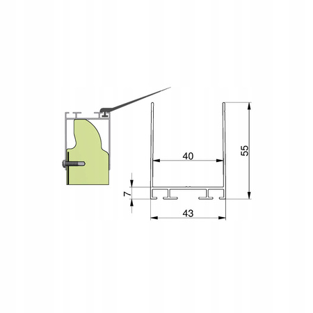 Profil aluminiowy górny dolny do bramy garażowej czarny, h = 55 mm - 0,5 m